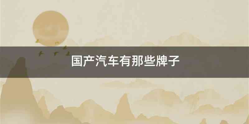 国产汽车有那些牌子