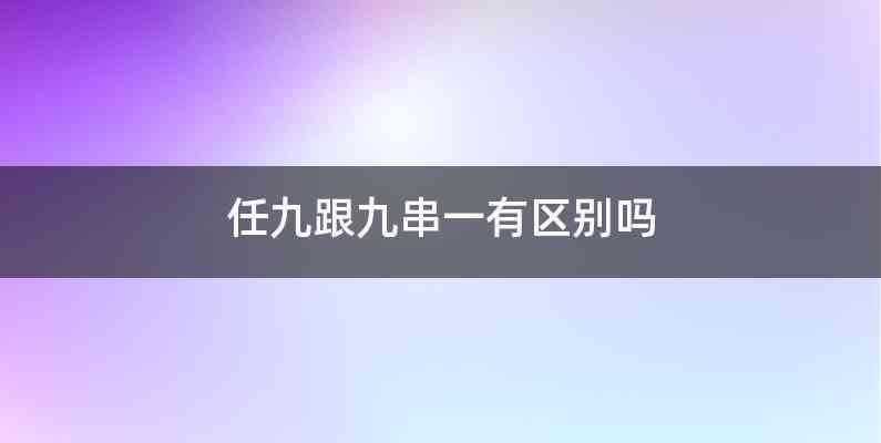 任九跟九串一有区别吗