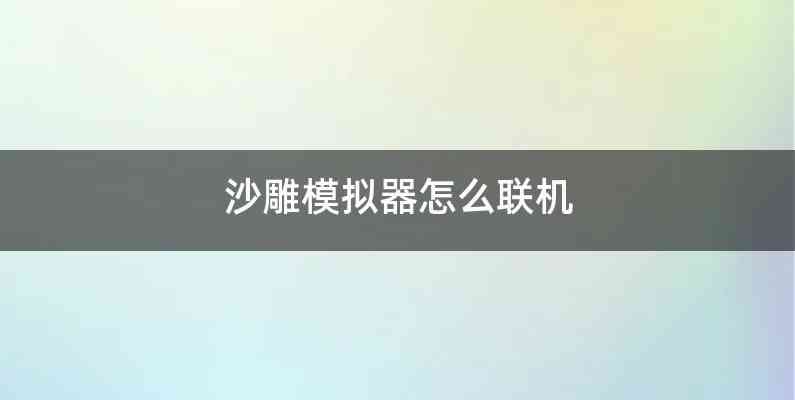 沙雕模拟器怎么联机