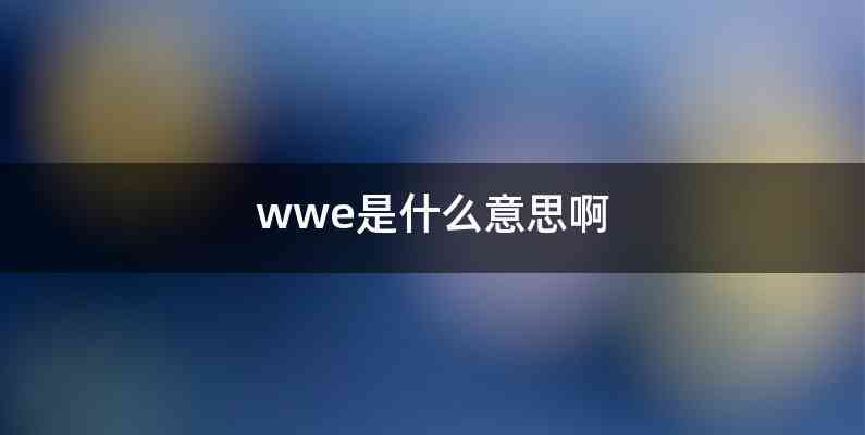 wwe是什么意思啊