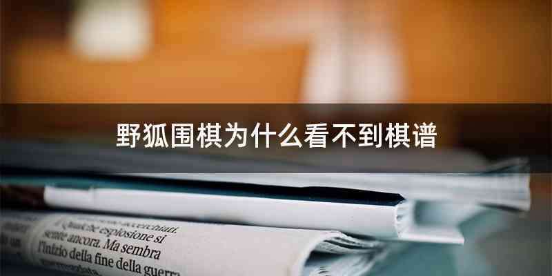 野狐围棋为什么看不到棋谱