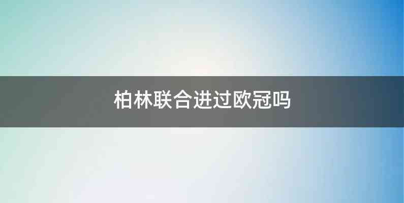 柏林联合进过欧冠吗