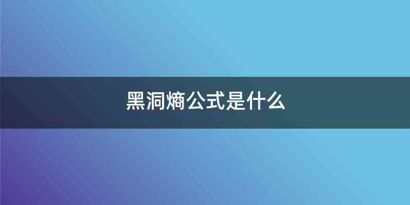 黑洞熵公式是什么