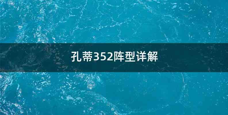 孔蒂352阵型详解