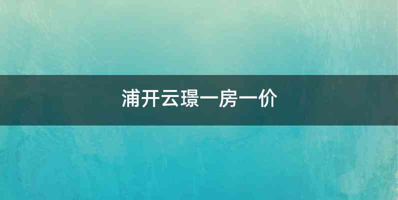 浦开云璟一房一价
