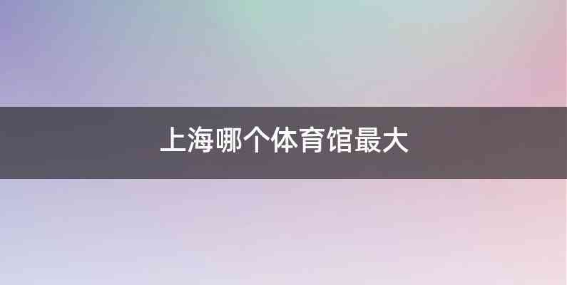 上海哪个体育馆最大