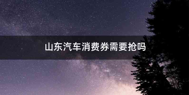 山东汽车消费券需要抢吗