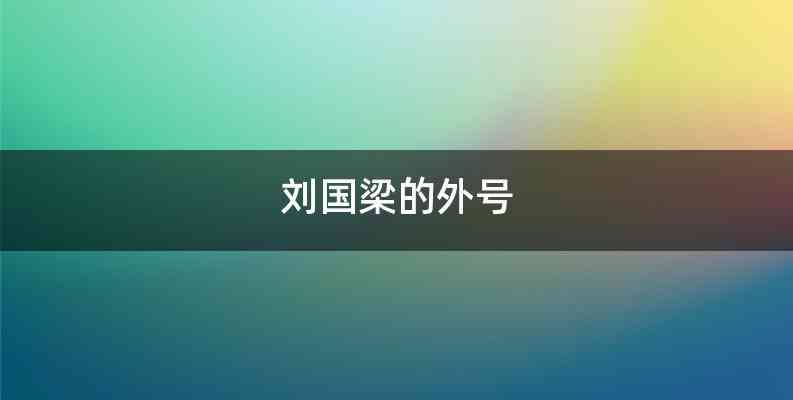 刘国梁的外号