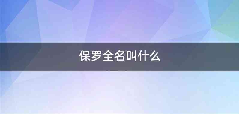 保罗全名叫什么
