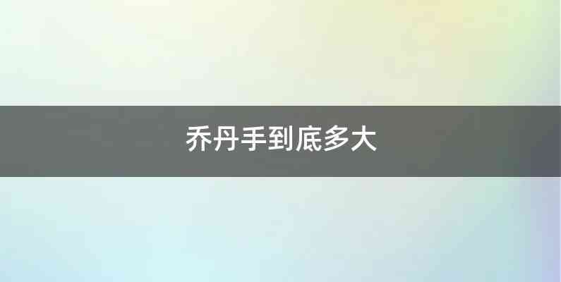 乔丹手到底多大