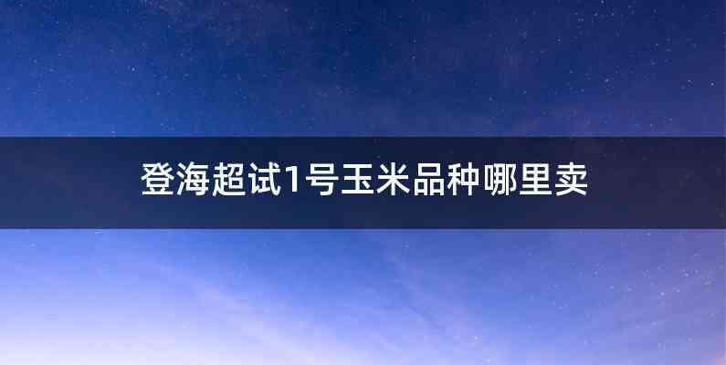 登海超试1号玉米品种哪里卖