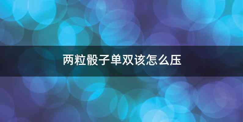 两粒骰子单双该怎么压