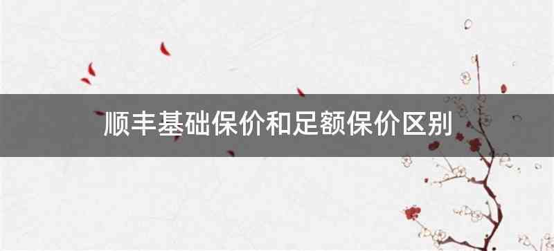 顺丰基础保价和足额保价区别