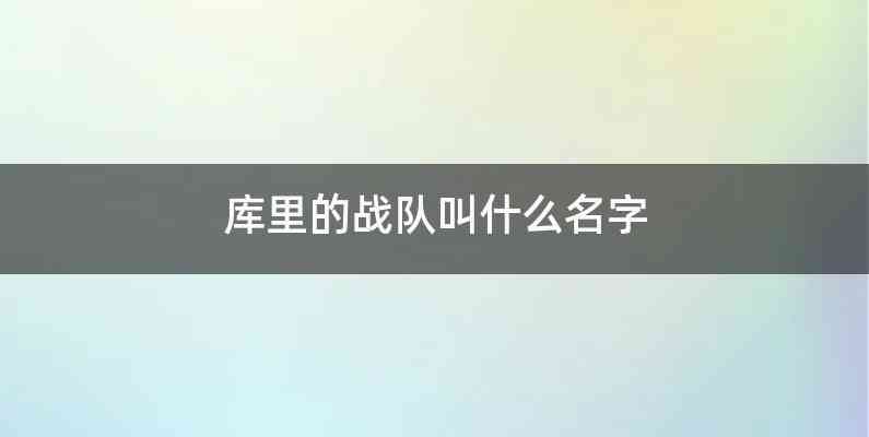 库里的战队叫什么名字