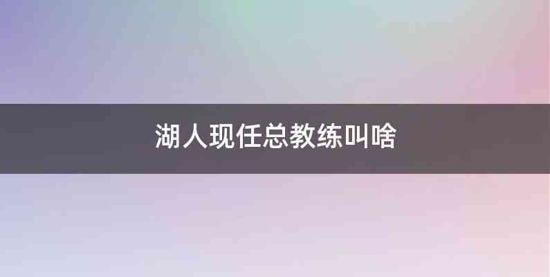 湖人现任总教练叫啥