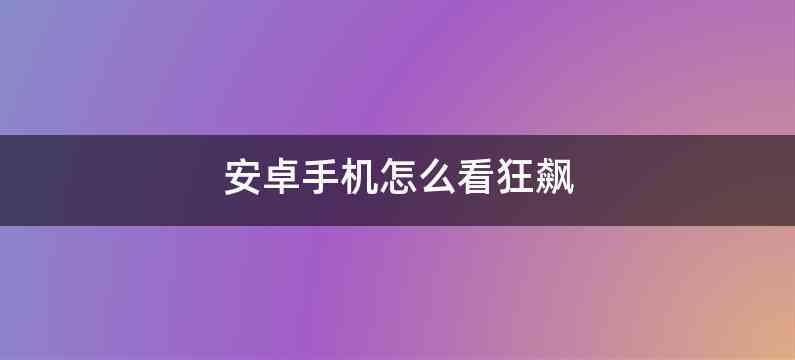 安卓手机怎么看狂飙