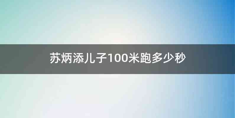 苏炳添儿子100米跑多少秒