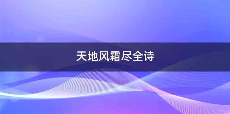 天地风霜尽全诗