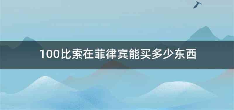 100比索在菲律宾能买多少东西