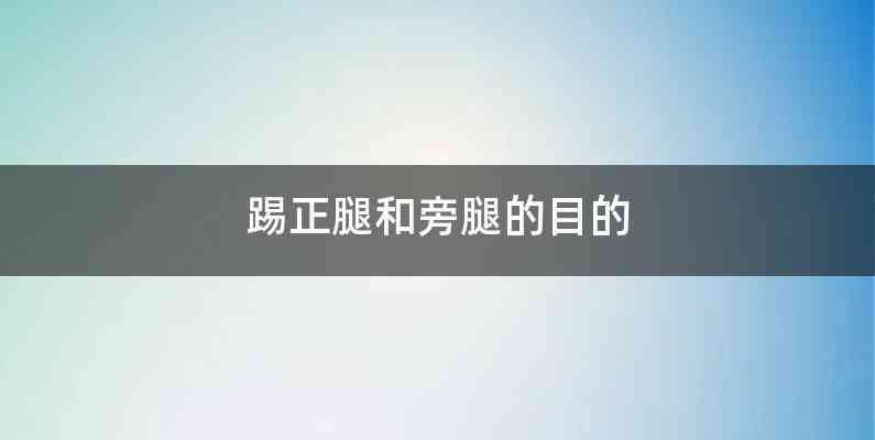 踢正腿和旁腿的目的