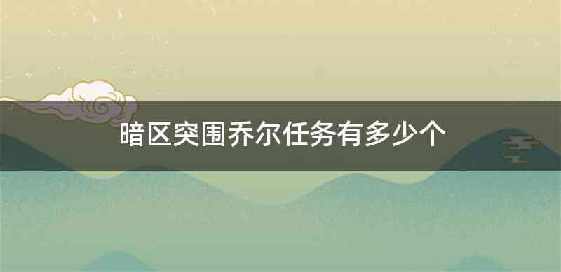 暗区突围乔尔任务有多少个