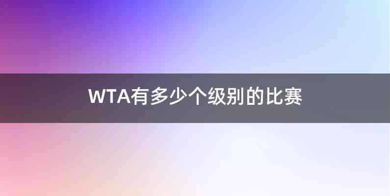 WTA有多少个级别的比赛