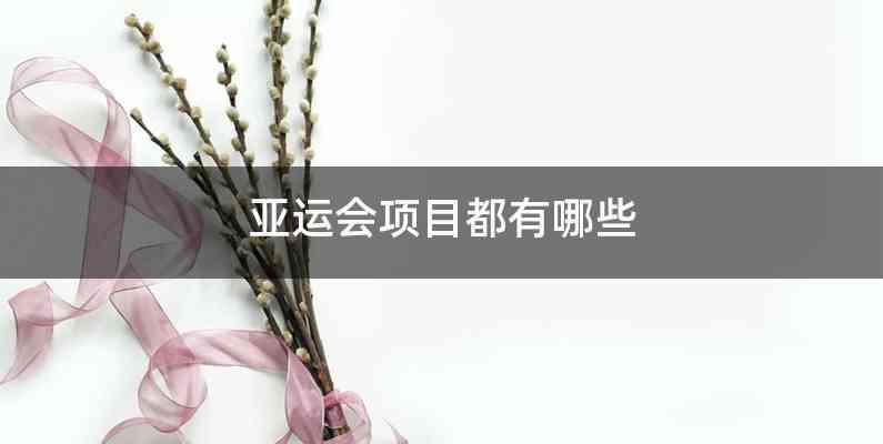 亚运会项目都有哪些