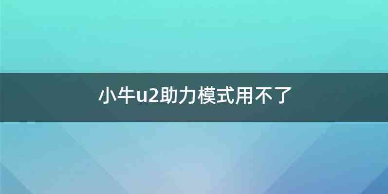 小牛u2助力模式用不了