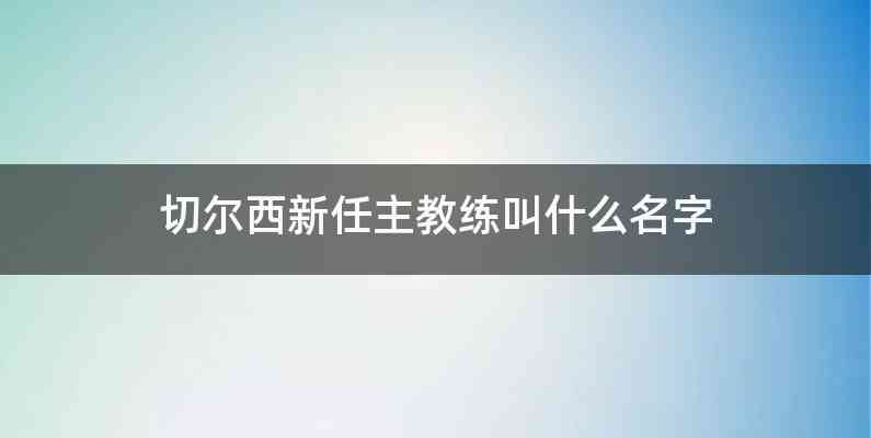 切尔西新任主教练叫什么名字