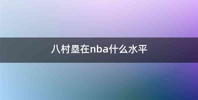 八村塁在nba什么水平