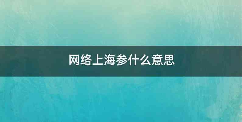 网络上海参什么意思