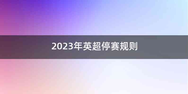 2023年英超停赛规则