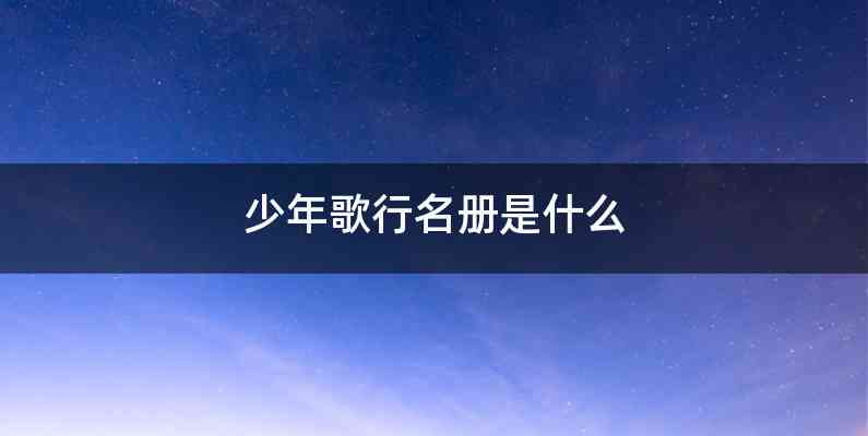 少年歌行名册是什么