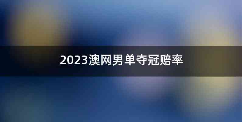 2023澳网男单夺冠赔率