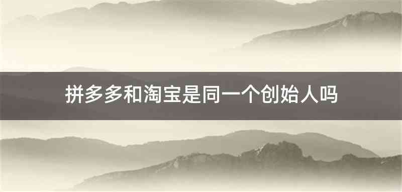 拼多多和淘宝是同一个创始人吗