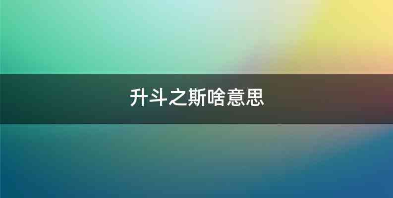 升斗之斯啥意思