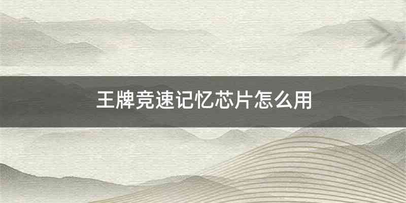 王牌竞速记忆芯片怎么用