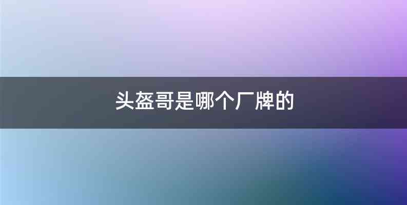 头盔哥是哪个厂牌的