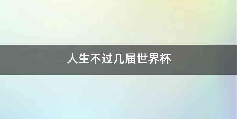 人生不过几届世界杯