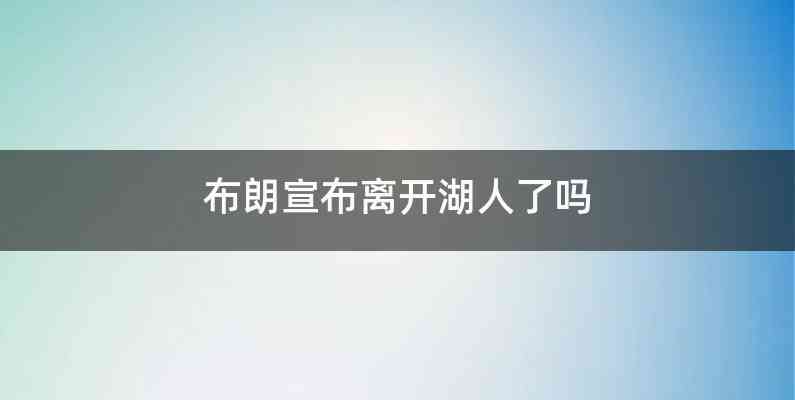 布朗宣布离开湖人了吗