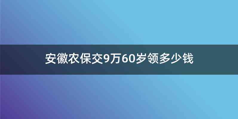 安徽农保交9万60岁领多少钱