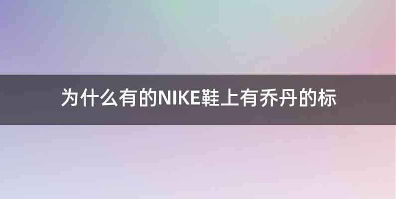 为什么有的NIKE鞋上有乔丹的标