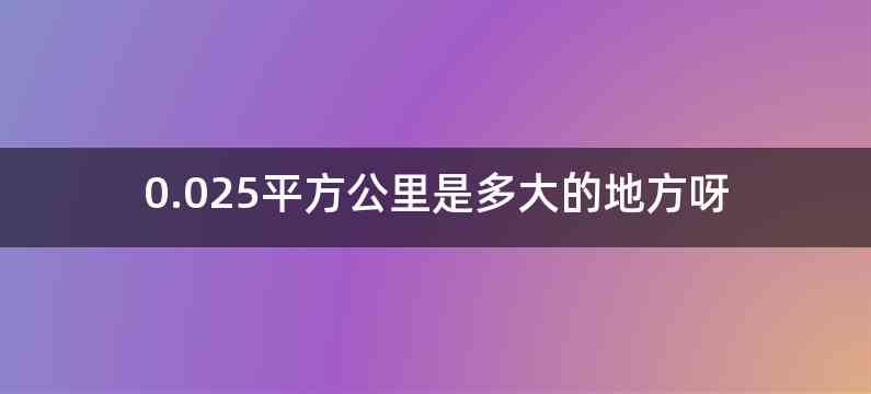 0.025平方公里是多大的地方呀