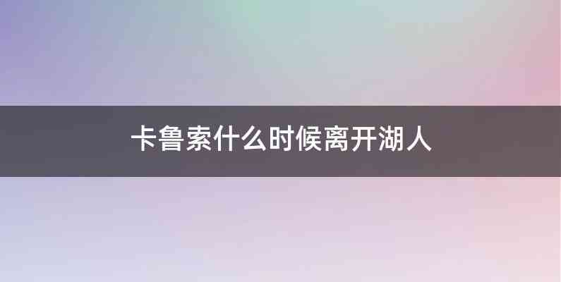 卡鲁索什么时候离开湖人