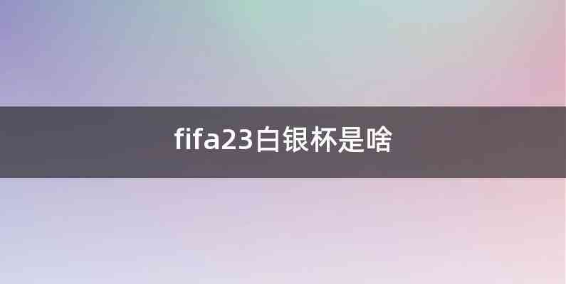 fifa23白银杯是啥