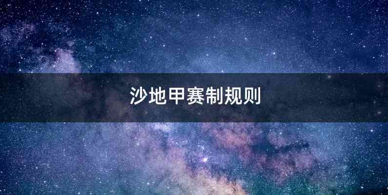 沙地甲赛制规则