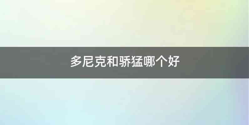 多尼克和骄猛哪个好