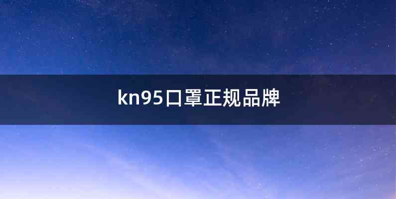 kn95口罩正规品牌