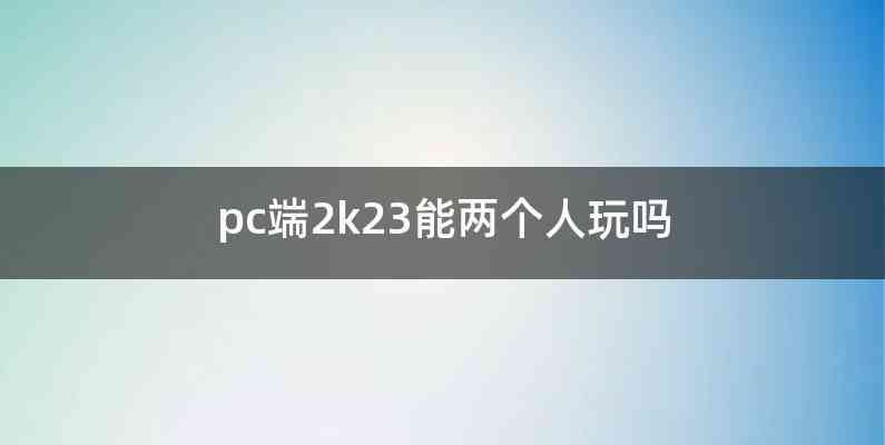 pc端2k23能两个人玩吗