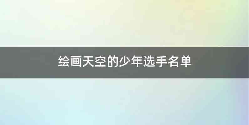绘画天空的少年选手名单